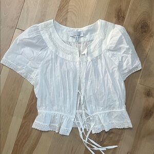 & Other Stories White Lace Trim Blouse